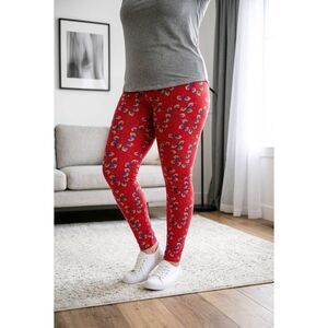 🔸️LuLaRoe Red Kite Print Pants Tall & Curvy Size 12-18